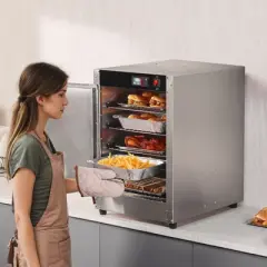 VEVOR Hot Box Food Warmer, 5-Tier Concession Warmer with Water Tray, 5 Pans, Single-door and Adjustable Shelves, Stainless Steel Food Warmer Cabinet