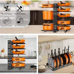 2 Piece Set, 8 Tiers Pots and Pans Organizer and Dish Racks for Kitchen Counter