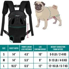 PetAmi Dog Carrier Backpack, Adjustable Ventilated Front Chest Sling Bag, Hiking Camping Travel Pet Puppy Cat