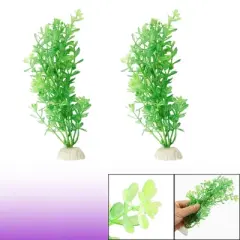 Unique Bargains Artificial Plastic Grass Water Plants for Aquarium Green 2 Pcs