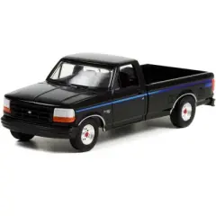 1992 Ford F-150 Nite Edition Pickup Truck Black w/Blue Stripes "Vintage Ad Cars" Series 7 1/64 Diecast Model Car by Greenlight