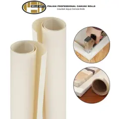 Jerry's Artarama Belle Arti Courbet Aqua Canvas Roll - 62 Inches x 5.5 Yards, 200 gsm, 100% Cotton Cold Press Watercolor Paper Roll Mounted to Poly-