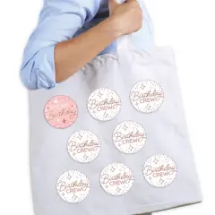 Big Dot of Happiness Pink Rose Gold Birthday - 3 inch Happy Birthday Party Badge - Pinback Buttons - Set of 8