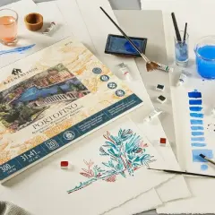 Magnani 1404 Portofino Hot Press 100% Cotton Watercolor Paper Block, 10 Sheets, 300 lb, Acid-Free, UV Resistant,  Vegan Sized Water Color Paper for