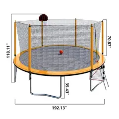 DSVIMOY Trampolines, Trampoline with Safety Enclosure Net, Trampoline with Basketball Hoop, Orange, 192.13"*192.13"*106.32"