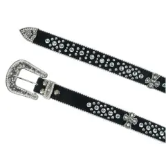 CTM Women's Cross Concho Western Rhinestone Belt
