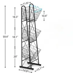 FONTOI Baker's Racks, Freestanding Metal Wire Rack, 3-Tier Storage Basket Organizer for Fruit Vegetables in Kitchen, Black, 14.9"*59.4"*15.1"