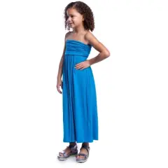 24seven Comfort Apparel Girls Solid Color Strapless Tube Maxi Dress