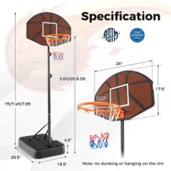 Safstar Basketball Hoop 5.6-6.5 FT Height Adjustable for Kids w/ Shatterproof Backboard