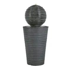 Christopher Knight Home Novi Modern Outdoor Concrete Fountain with LED Light, Gray
