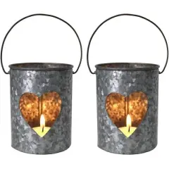 Amber Home Goods Heart Metal Votive Handmade Candle Holders-Decorations for Home, Table, Party Set of Two 4?X4?
