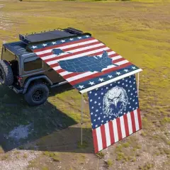 Yescom 7.7x8.2 Ft Carside Awning Replacement Fabric with Side Wall Roof Rack Overland Multicolor