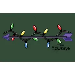 Junior's Marvel Hawkeye Holiday Arrow Festival Muscle Tee