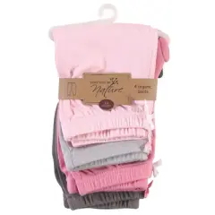 Touched by Nature Baby and Toddler Girl Organic Cotton Pants 4pk, Pink Gray Solid