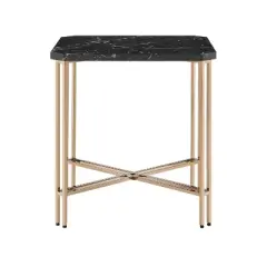 Daxton Faux Marble Square End Table Black/Gold - Steve Silver Co.
