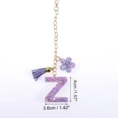 Unique Bargains Star Sequin Letter Z Flower Tassel Water Cup Pendant Purple 1 Pc