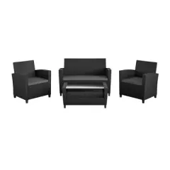 4pc Malmo Resin Wicker Patio Deep Seating Conversation Set Gray/Black - Room & Joy