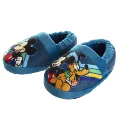 Disney Mickey Mouse Boys Slippers-Kids Plush Lightweight Warm Comfort Soft Aline House Shoes Slippers - Navy Multi (sizes 5-12 Toddler/Little Kid)