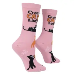 Cool Socks, Crazy Cat Lady, Funny Novelty Socks, Adult, Medium