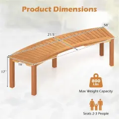 MOEPISY Outdoor Curved Acacia Wood Fire Pit Bench With Slatted Seat