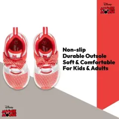 Disney's Minnie Mouse Girls Sneakers - Slip On Elastic Lace Sneakers - Minnie Mouse Polka Dot and Bows - Everyday Shoes for Kids (Red, 10)