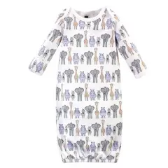 Hudson Baby Infant Girl Cotton Long-Sleeve Gowns 3pk, Pink Safari