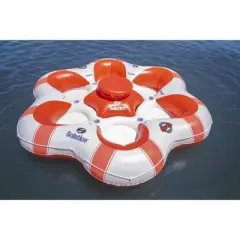Swim Central 99" Orange and White Super Chill 6 Person Inflatable Island Float