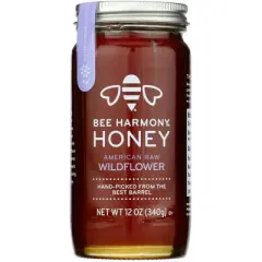 Bee Harmony American Raw Wildflower Honey - 6 pack, 12 oz