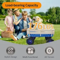 RISOKEYS Kids Wagon,with Removable Wooden Side Panels - Pet Wagon,Foldable Design,176lbs Capacity for Toys,Snacks and Outdoor Adventures