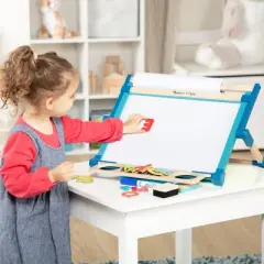 Melissa & Doug Double-Sided Magnetic Tabletop Art Easel - Dry-Erase Board and Chalkboard