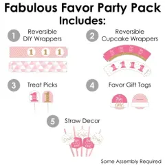 Big Dot of Happiness 1st Birthday Girl - Fun to be One - First Birthday Party Favors and Cupcake Kit - Fabulous Favor Party Pack - 100 Pieces