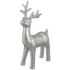 Northlight Shiny Ceramic Standing Reindeer Christmas Decoration - 14" - Silver