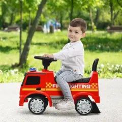 Costway Kids Ride On Fire Engine Licensed Mercedes Benz Push and Ride Racer Red