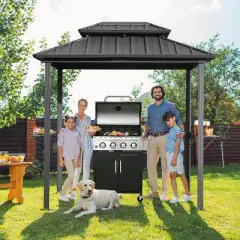 EROMMY 8' x 6' Grill Gazebo, Outdoor Patio Gazebo with Double Galvanized Steel Roof