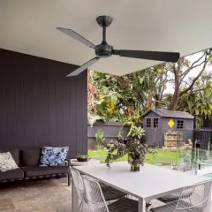 Airsurfer 52" Matte Black Propeller Ceiling Fan Without Light, Black Blades, 3-Blade, Remote Included