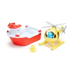 Green Toys Rescue Boat & Helicopter