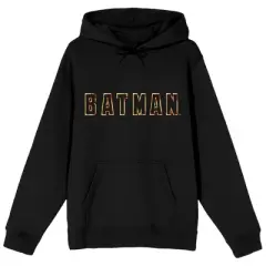 Men's DC Comic Book Batman Text Black Graphic Print Hooded Sweatshirt