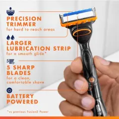 Gillette Fusion5 Power Razor for Men - 1 Gillette Power Razor Handle + 2 Blade Refills