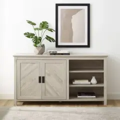 58" Diagonal Grooved Door Sideboard with Open Storage - Saracina Home