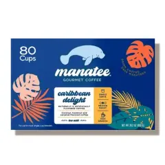 Manatee Gourmet Coffee Caribbean Delight Flavored Medium Roast Coffee Pods - 80ct