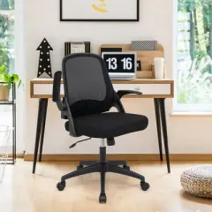 Costway Mesh Office Chair Adjustable Rolling Computer Desk Chair w/Flip-up Armrest White\Black