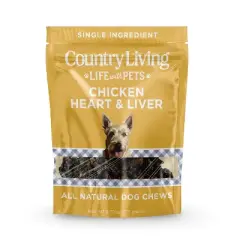 Country Living Dehydrated Chicken Hearts & Livers Dog Treats &ndash; 9oz Bag &ndash; 100% Natural, High-Protein, Single-Ingredient