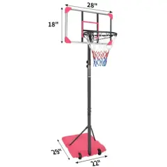 DSVIMOY Lawn Sports Sets, Portable Basketball Hoop with Base and Wheels, Basketball Hoop and Goals for Teenagers Adults, Pink, 29"*105"*28"