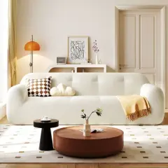 Modern 3 Seat Chenille Fabric Upholstered Sofa Couch,American Traditional Couch,85" Plush Lounge Sofa for Living Room Apartment-Cuddlewood