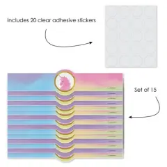 Big Dot of Happiness Rainbow Unicorn - DIY Party Supplies - Magical Unicorn Baby Shower or Birthday Party DIY Wrapper Favors & Decorations - Set of 15