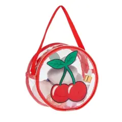 Glamlily Set of 2 Cherry Makeup Bag for Face Powder, Mascara, Lipgloss, Clear Travel Bags for Toiletries (2 Designs)