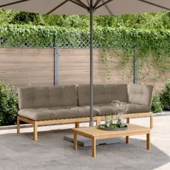 vidaXL 3 Piece Patio Pallet Sofa Set with Cushions - Solid Acacia Wood - 1 Table and 2 Sofas - Outdoor/Garden/Lounge/Deck Furniture