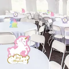 Big Dot of Happiness Rainbow Unicorn - Magical Unicorn Baby Shower or Birthday Party Centerpiece Table Decorations - Tabletop Standups - 7 Pieces