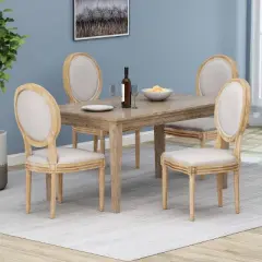Set of 4 Phinnaeus French Country Fabric Dining Chairs Beige/Natural - Christopher Knight Home