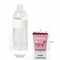 Big Dot of Happiness It's a Girl - Party Mini Favor Boxes - Pink Baby Shower Treat Candy Boxes - Set of 12